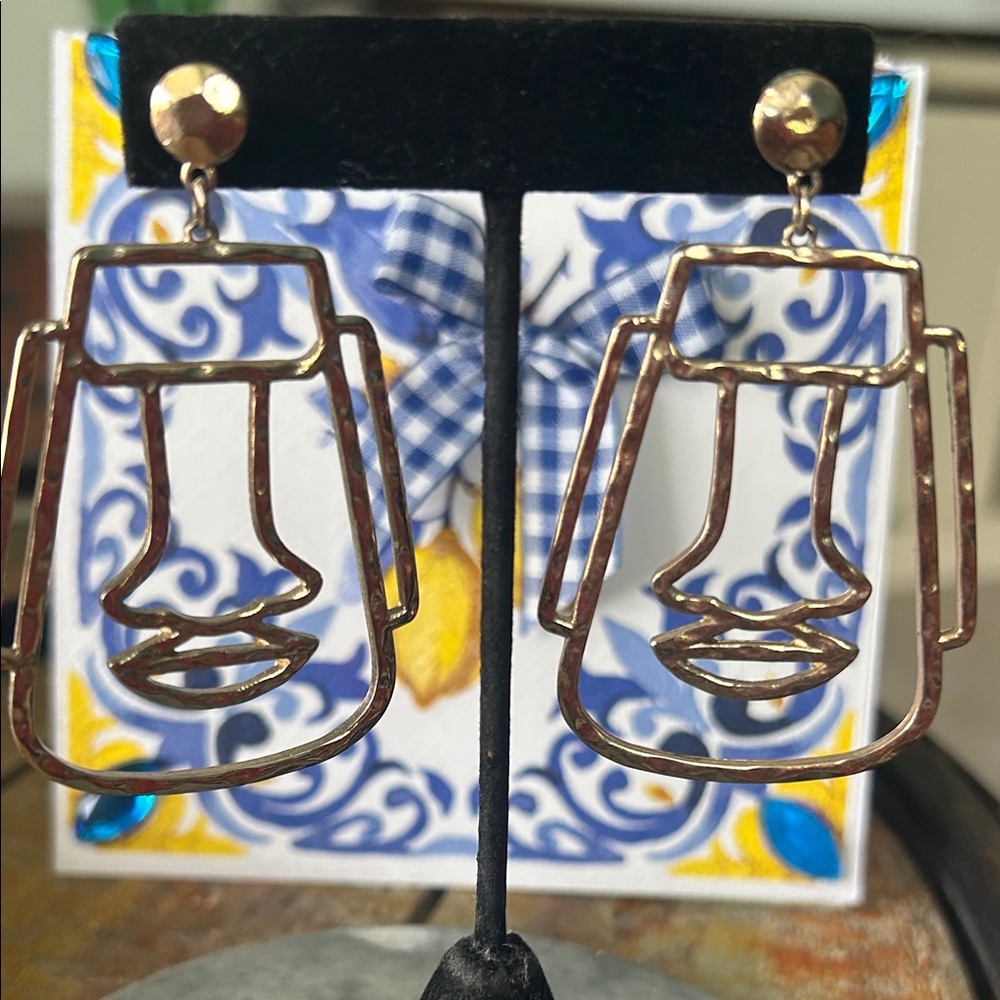 Gold Face Outline Earrings
